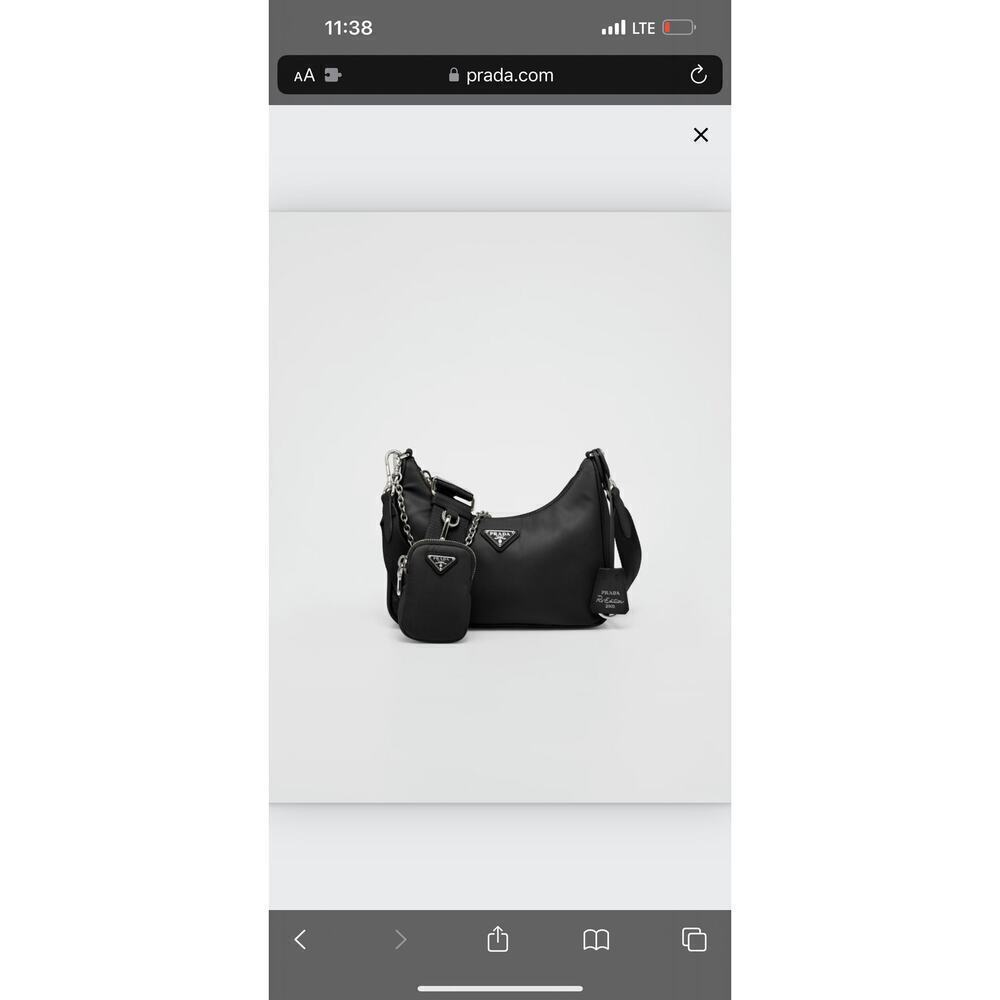 Prada Re-Edition 2005 Black Nylon Shoulder Bag with Chain Strap and Mini Pouch - Picture 5 of 8